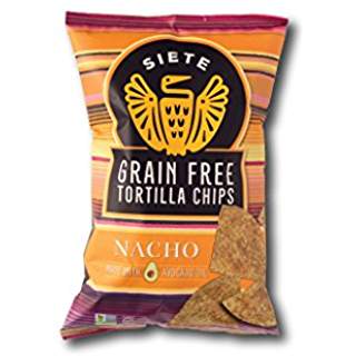 A bag of Siete Grain Free Tortilla Chips - Nacho flavor
