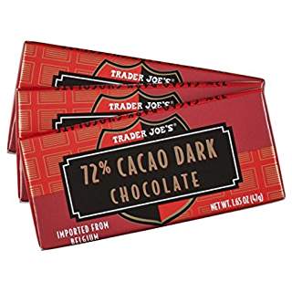 3 pack of Trader Joe's 72% Cacao Dark Chocolate Bars.