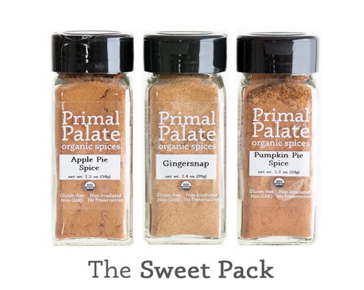 Primal palate 3 pack - Apple Pie Spice, Gingersnap, and Pumpkin Pie Spice.