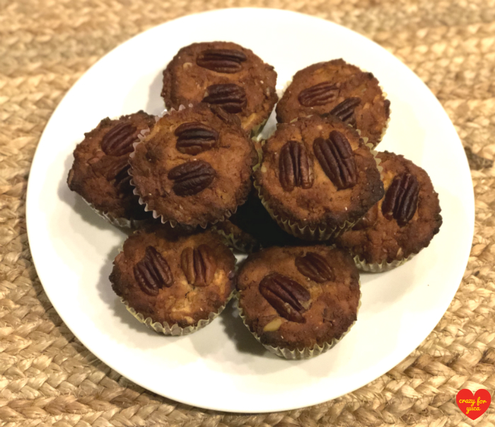 Apple Cinnamon Nut Muffins overhead on white plate