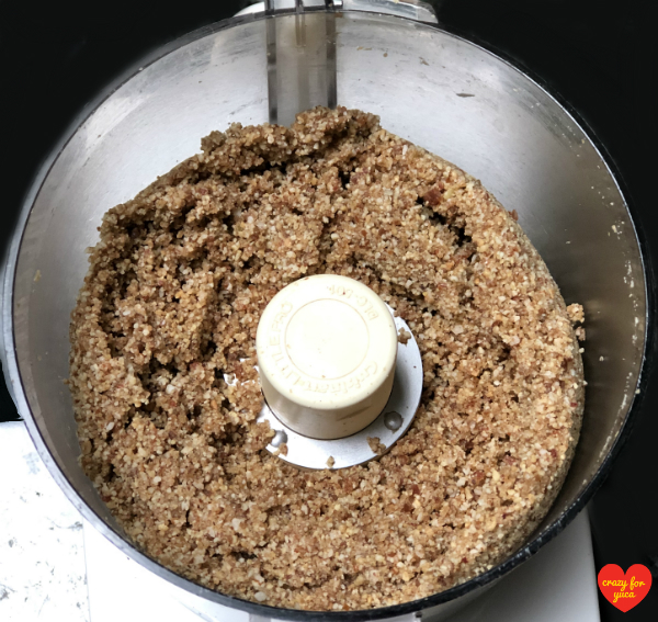 CrazyForYuca.com - Cuisinart filled with dates and nuts ground into the perfect meal to make Paleo No-Bake Date Nut Balls. 